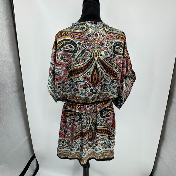 Ultra Pink Women 2X Floral Paisley Print V Neck Tunic Dress Empire Waist Y2K Vtg - Picture 5 of 6